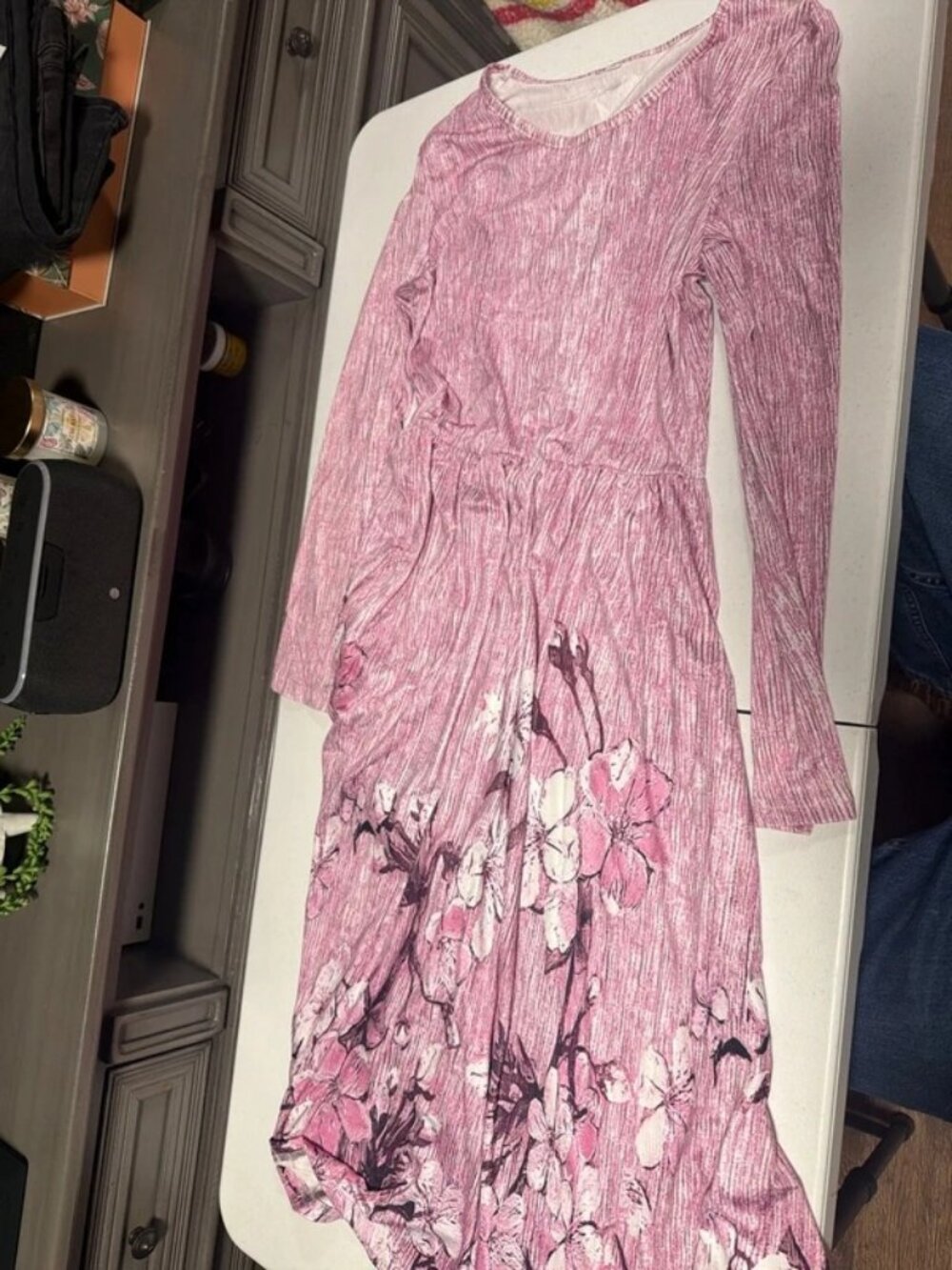 Cute silky pink flower dres